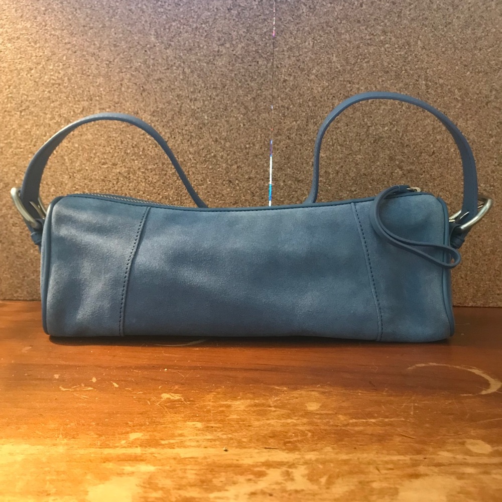 NEW Ann Taylor Blue Italian Suede Baguette Handbag